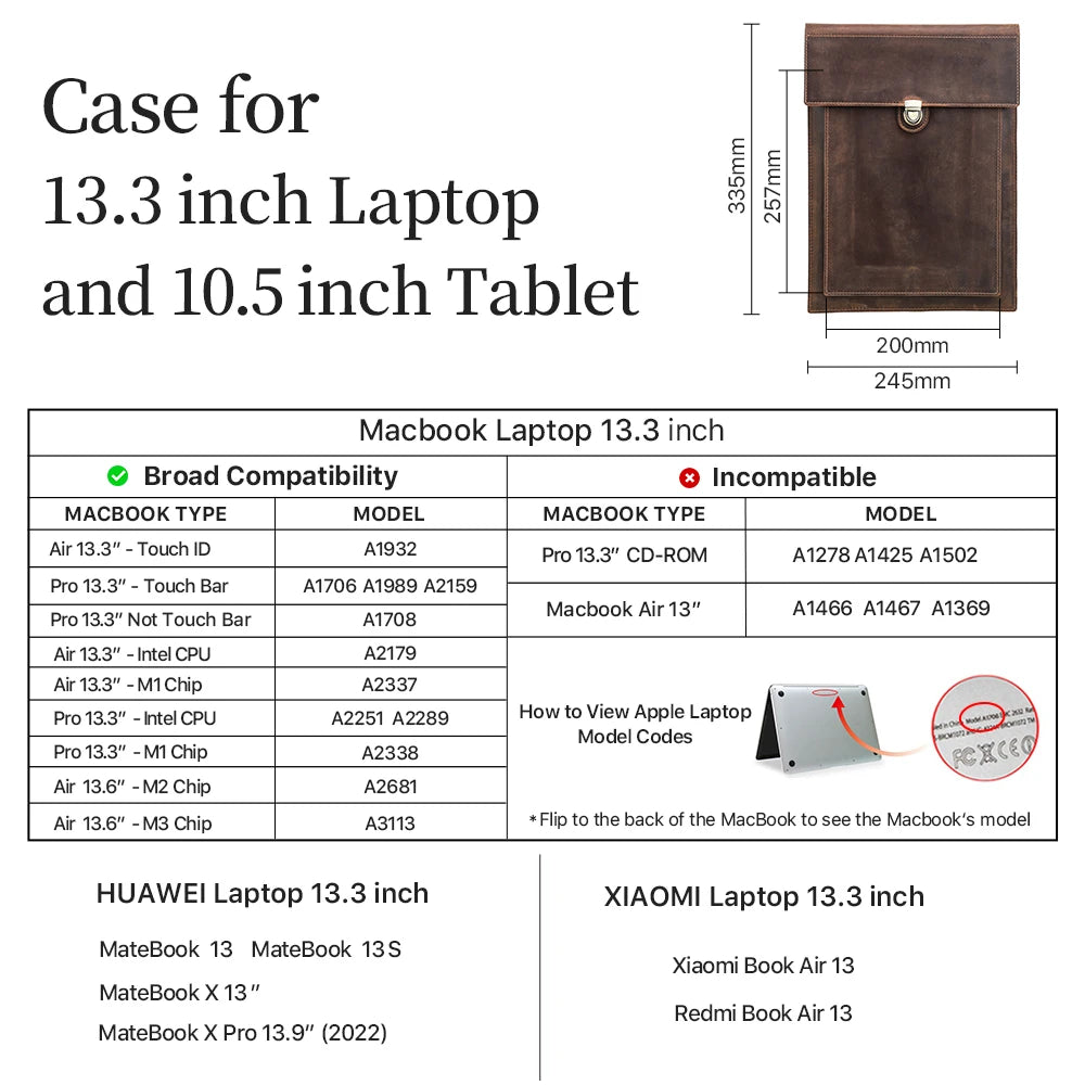 Genuine Leather Laptop Case For Macbook Pro Air 13 14 15 16 Inch Sleeve Case For iPad 10.5 11 12.9 Inch Notebook Cover Carry Bag