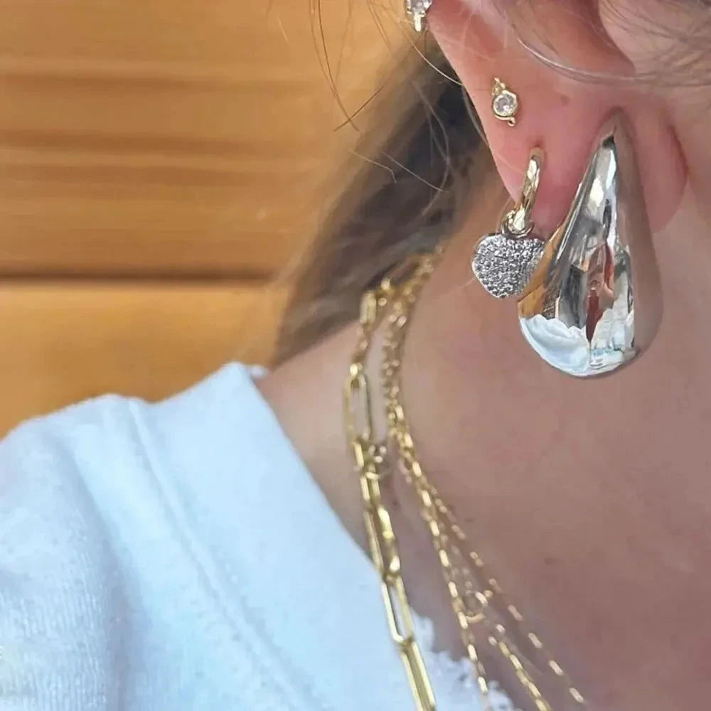 Gold Color Water Drop Earring Stud Simple Design Ins Women Post Earrings 3 Size Available Silver Color Big Surface Girls Jewelry 99 in 1