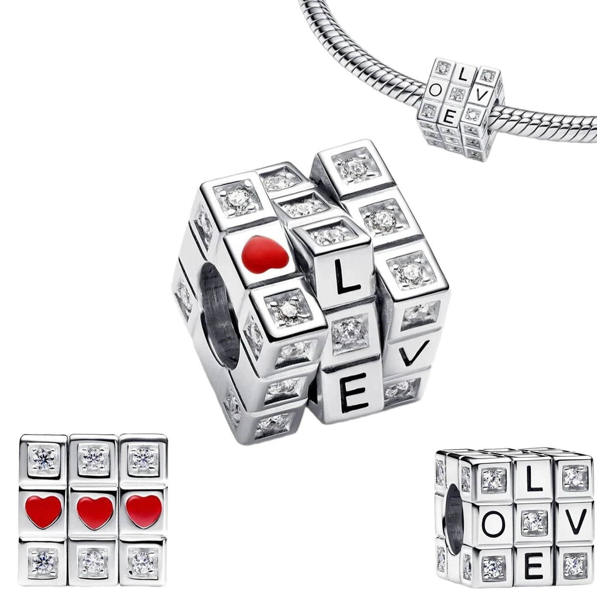 Back To School 925 Sterling Silver Charms Bag Earphone Magic Cube Watch Games Console Bead Pendant Fit Bracelet Necklace Jewelry 99 in 1