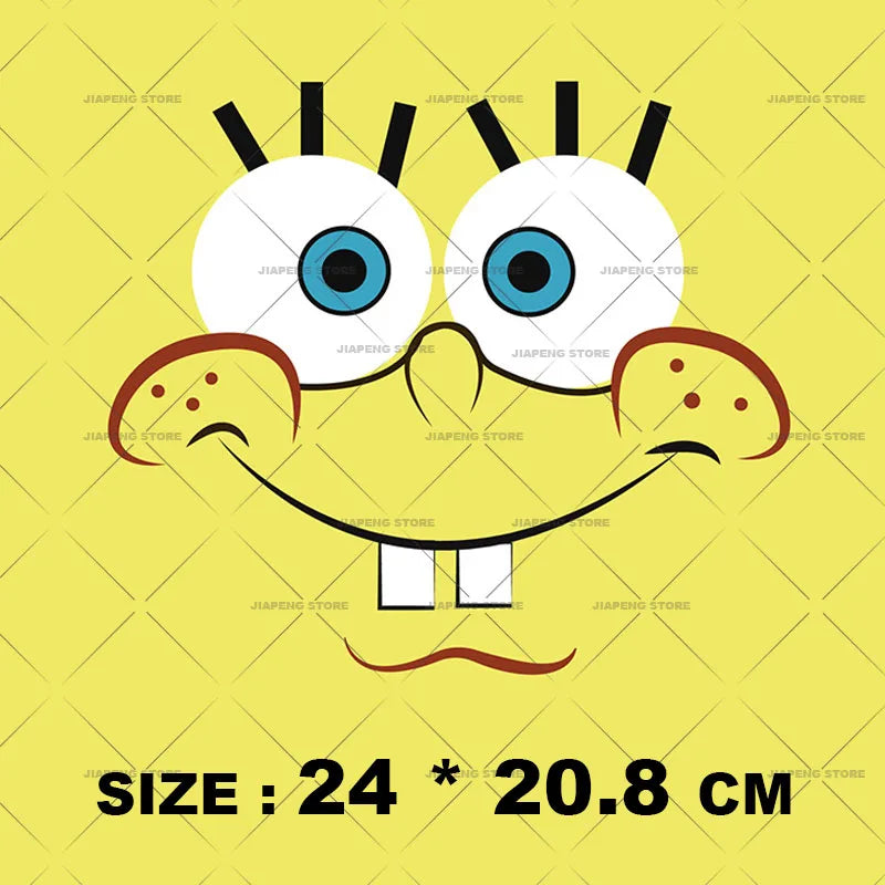 SpongeBob Cartoon Printed Iron on Transfers Patrick Star Heat Transfer Vinyl Stickers For Clothes Thermal Patches Applique Decor