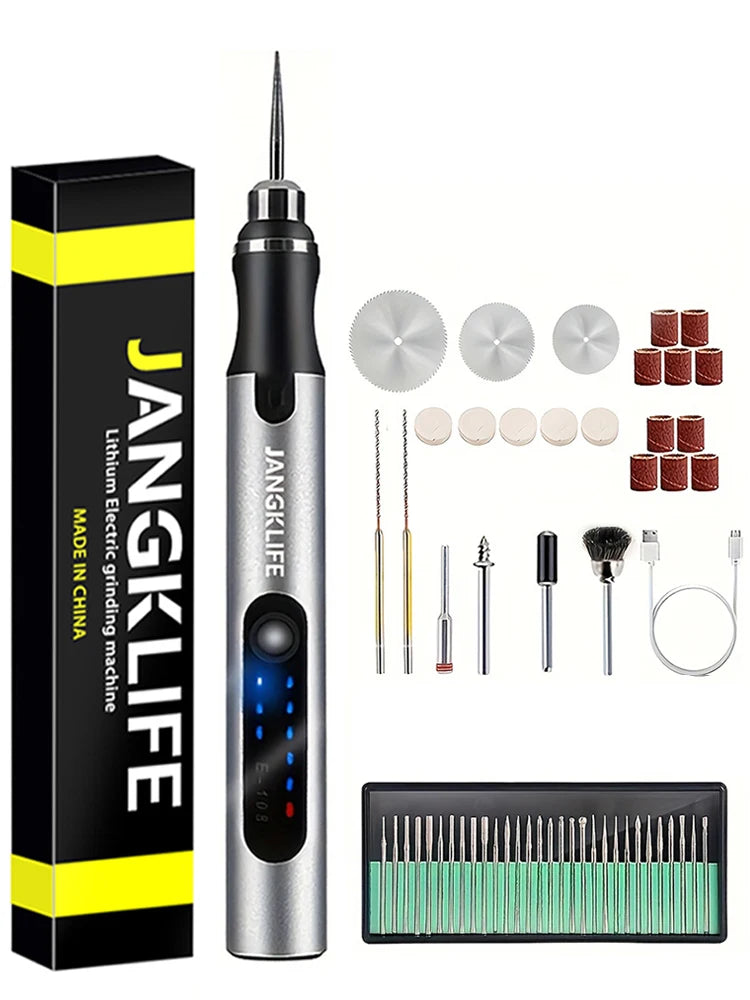JANGKLIFE USB Cordless Rotary Tool Kit Woodworking Engraving Pen DIY For Jewelry Metal Glass Mini Wireless Drill