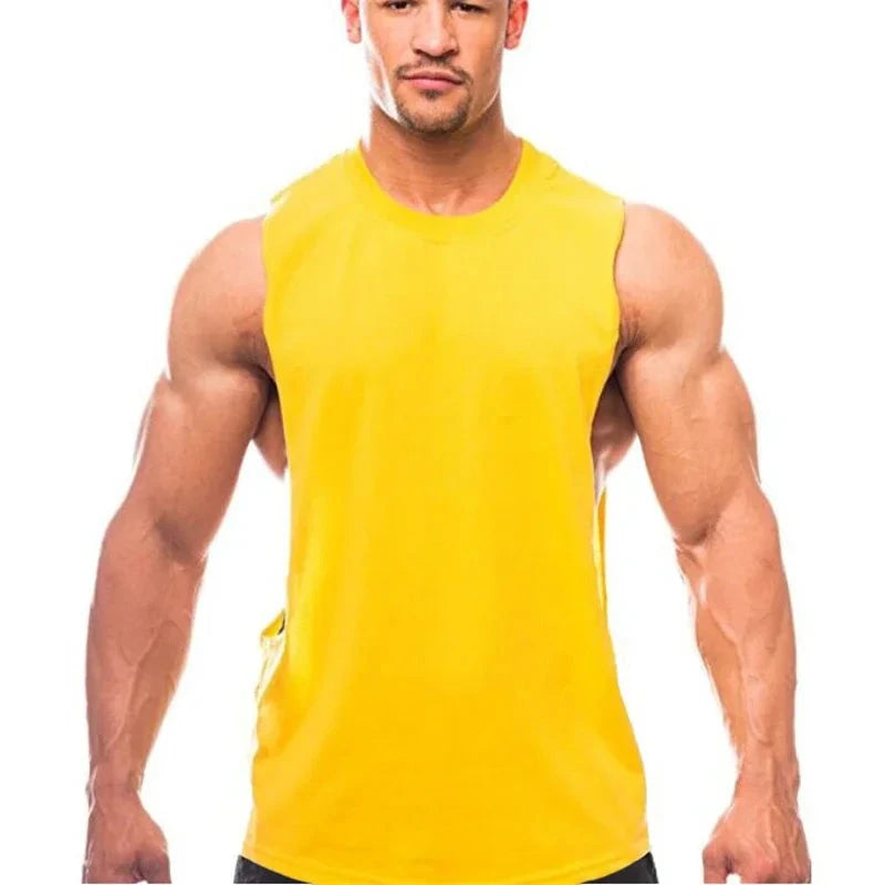 Gym Fitness Workout Running Tank Tops Summer Casual Cotton Breathable Sleeveless Vests Mens Bodybuilding Muscle Sport T-shirts 99 in 1