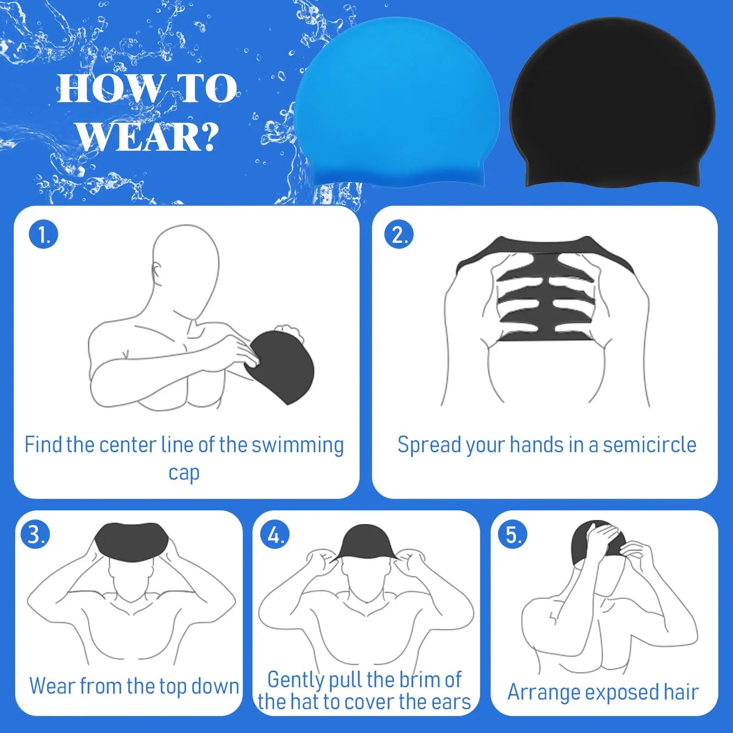 High Quality Silicone Swimming Cap for Adults Men Women Children Large Waterproof Ear Protector With No Wut Head Long Hair