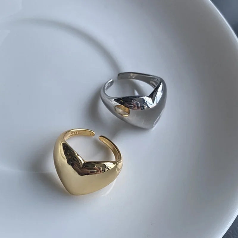 Simple Smooth Metal Heart Ring for Women Men  Trendy Elegant Party Jewelry Gifts