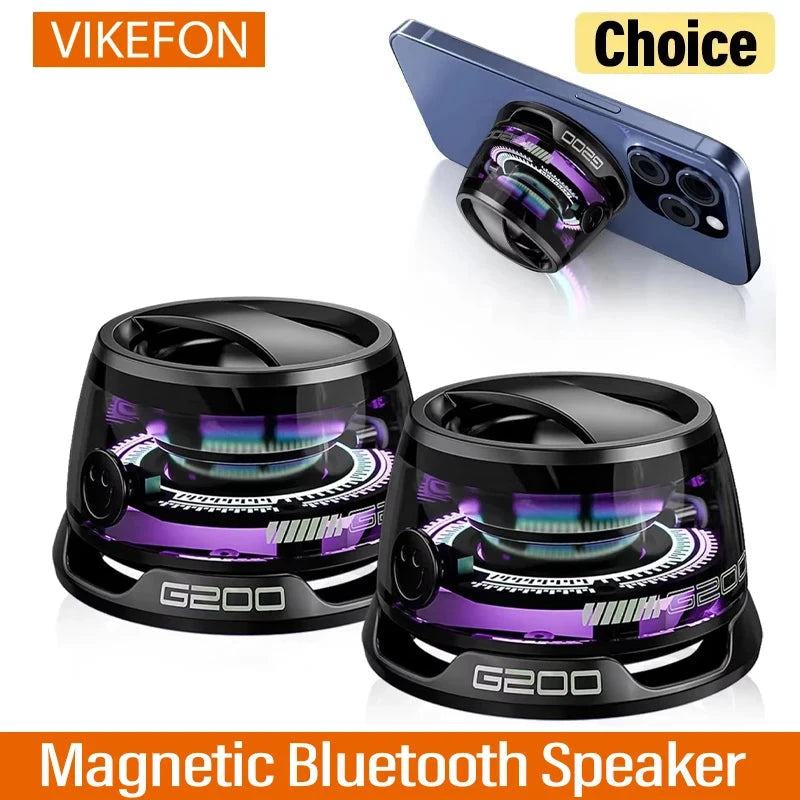 Outdoor Magnetic Bluetooth Speaker Wireless Portable Mini Travel Stereo Speaker with RGB Color Light and Phone Holder for Ios 99 in 1