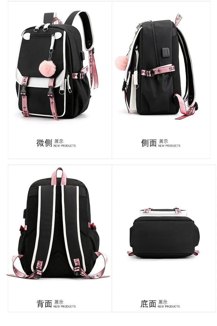 Demone Hunter Backpack for Kid Girl Back School Gift School Bag Y2K Cute Anime Print Woman Travel Casual Large Capacity Rucksack 99 in 1