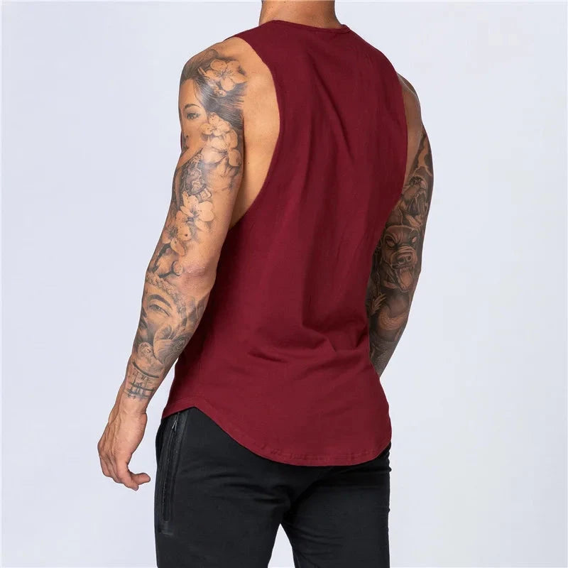 Men's Gym Clothing Summer Fitness Cotton Tank Top Men Jogging Bodybuilding Sleeveless Shirt Breathable O-Neck Casual Muscle Vest 99 in 1
