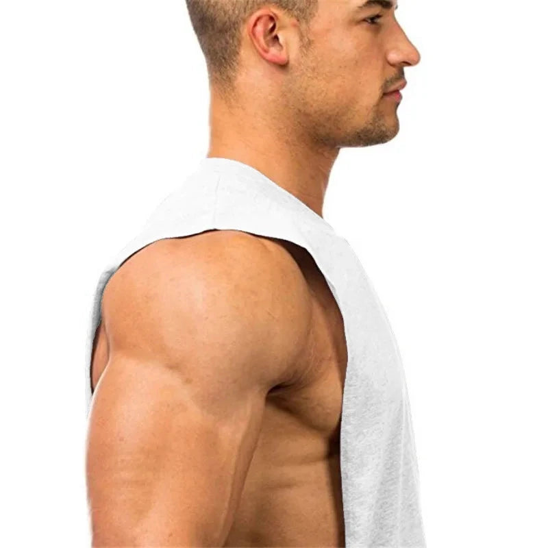 Gym Clothing Men Sides Cut Off T-shirts Dropped Armholes Tank Tops Workout Fitness Sleeveless Vest Outdoor Jogging Undershirt 99 in 1