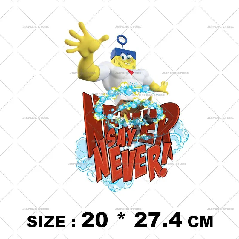 SpongeBob Cartoon Printed Iron on Transfers Patrick Star Heat Transfer Vinyl Stickers For Clothes Thermal Patches Applique Decor