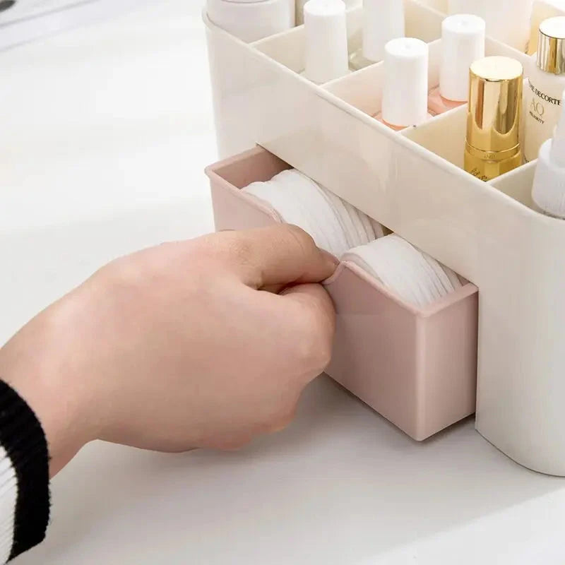 Makeup Organizer Storage Box With Drawer Cotton Swab Stick Storage Case Lipstick Organizer Brush Holder Makeup Acrylic Plastic 99 in 1