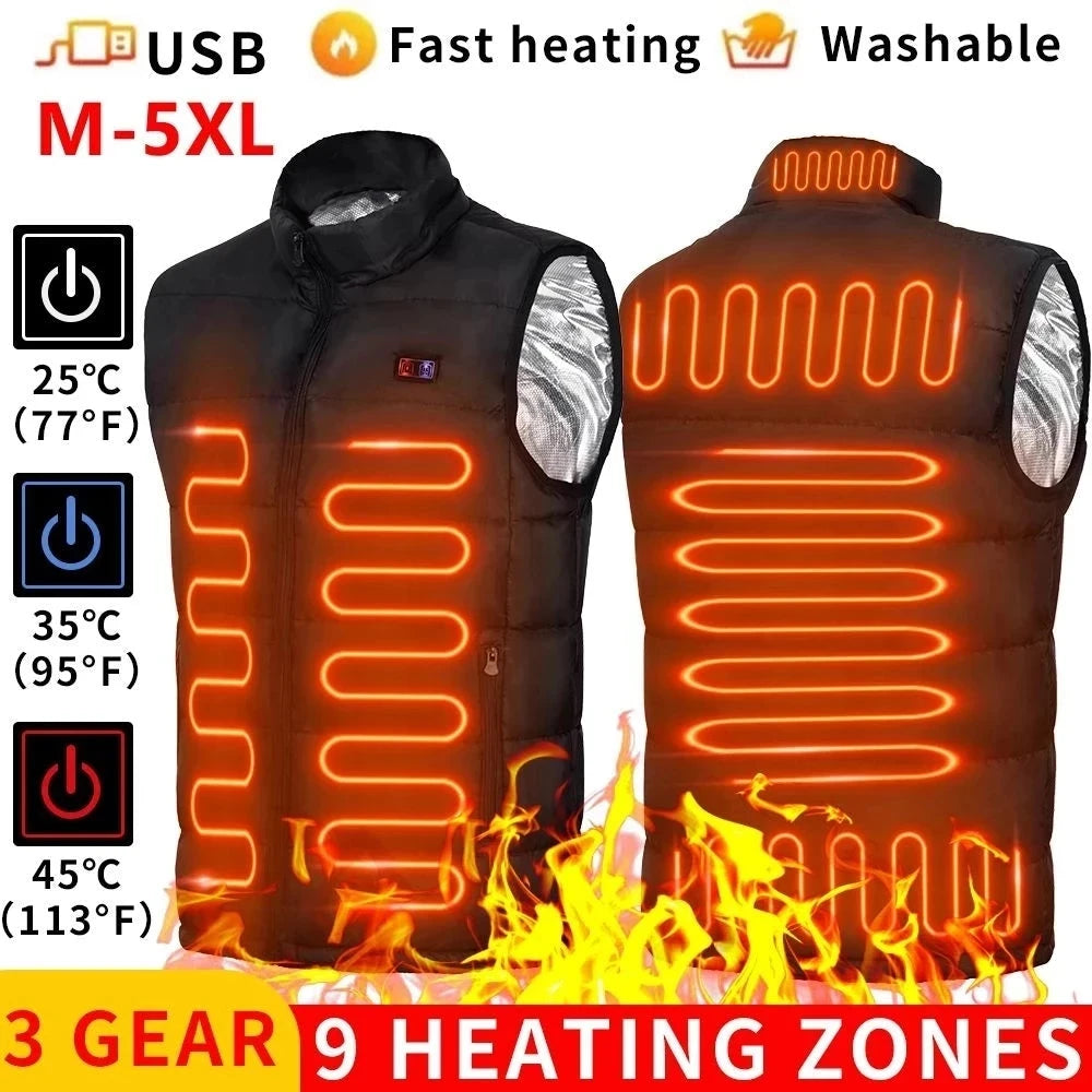 9 Heated Vest Zones Electric Heated Jackets Men Women Sportswear Heated Coat Graphene Heat Coat USB Heating Jacket For Camping 99 in 1