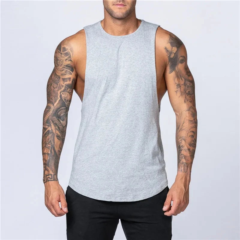 Men's Gym Clothing Summer Fitness Cotton Tank Top Men Jogging Bodybuilding Sleeveless Shirt Breathable O-Neck Casual Muscle Vest 99 in 1