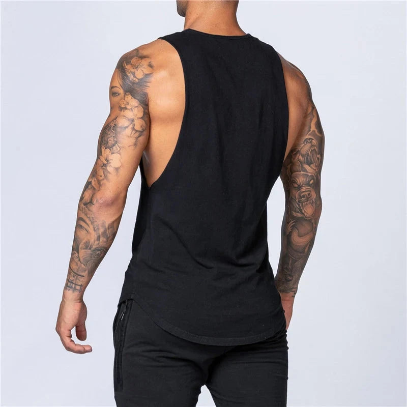 Men's Gym Clothing Summer Fitness Cotton Tank Top Men Jogging Bodybuilding Sleeveless Shirt Breathable O-Neck Casual Muscle Vest 99 in 1
