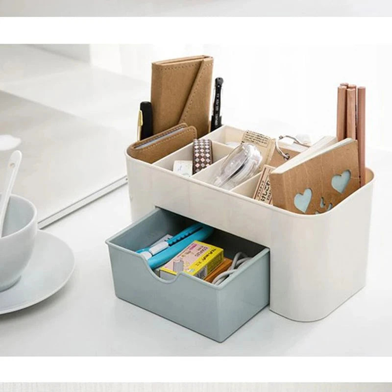 Makeup Organizer Storage Box With Drawer Cotton Swab Stick Storage Case Lipstick Organizer Brush Holder Makeup Acrylic Plastic 99 in 1