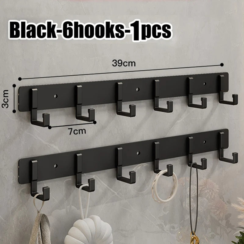 Household Wall Coat Rack Black Hooks For Hangging Clothes Towel Hanger Bathroom Robe Hook Heavy Duty Kitchen Accessories