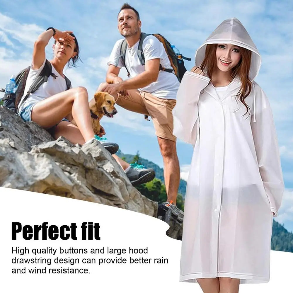 Outdoor Hooded Rain Poncho For Adult Waterproof Lightweight Unisex Raincoat Jacket For Hiking Camping Emergency
