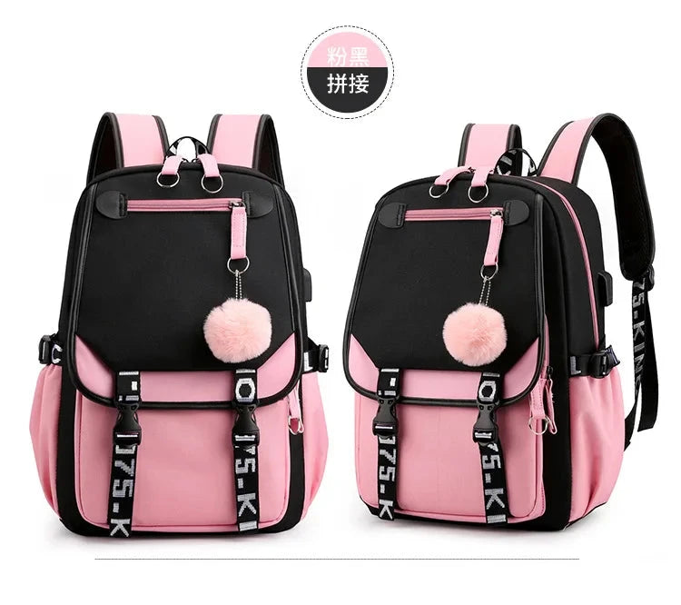 Demone Hunter Backpack for Kid Girl Back School Gift School Bag Y2K Cute Anime Print Woman Travel Casual Large Capacity Rucksack 99 in 1