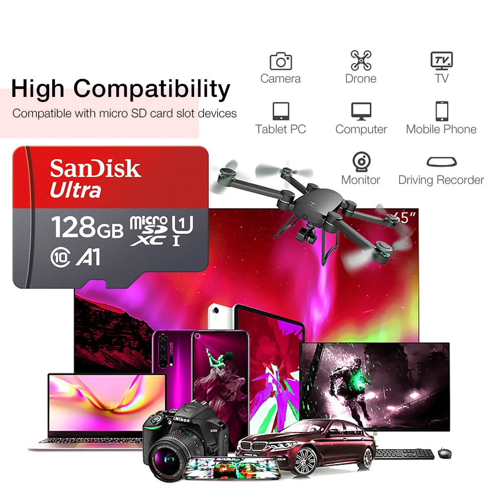 Sandisk Ultra Micro tf SD card 128GB 32GB 64GB 256GB Mini SD Card SD/TF Flash Card Memory Card 32 64 128 gb miniSD for Phone