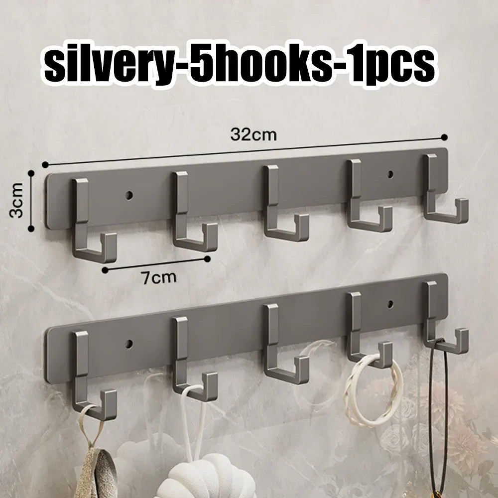 Household Wall Coat Rack Black Hooks For Hangging Clothes Towel Hanger Bathroom Robe Hook Heavy Duty Kitchen Accessories