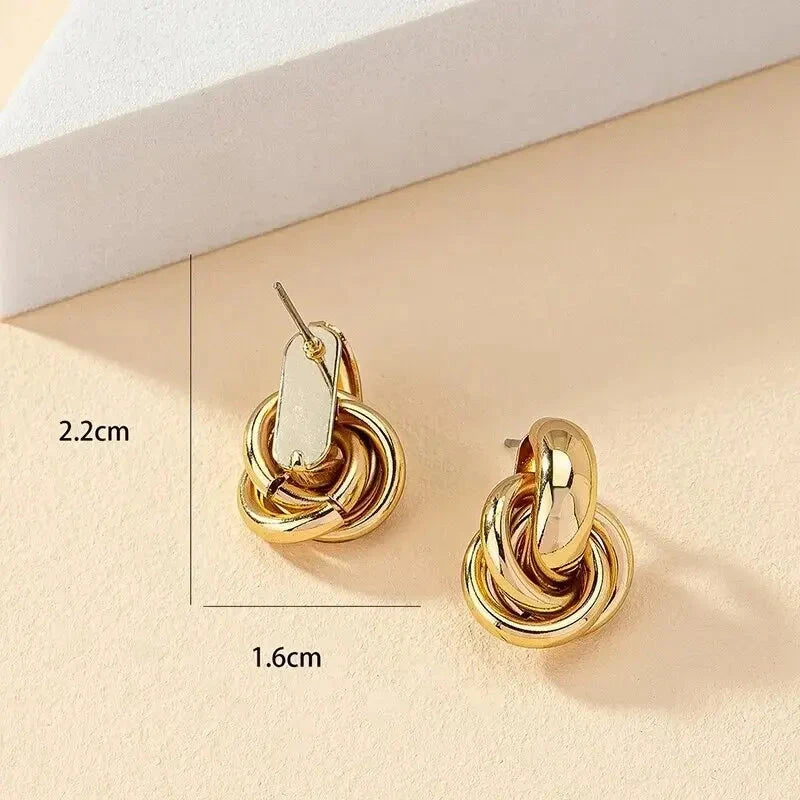 Fashion Round Double Ring Metal Stud Earrings For Women Men Gold Silver Geometric Retro Stud Earring Party Daily Jewelry 99 in 1