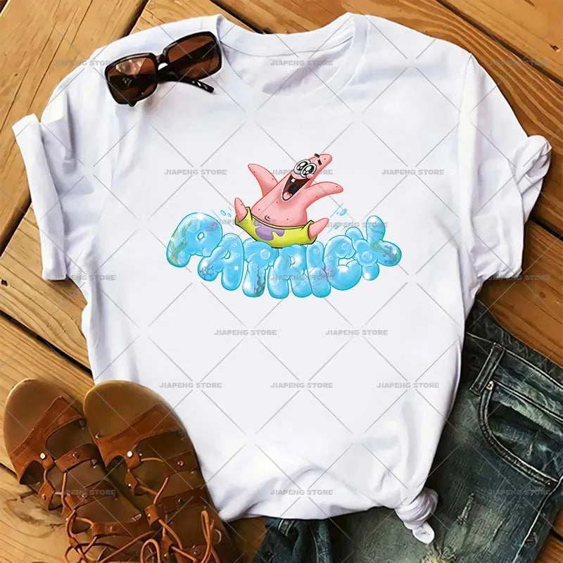 SpongeBob Cartoon Printed Iron on Transfers Patrick Star Heat Transfer Vinyl Stickers For Clothes Thermal Patches Applique Decor