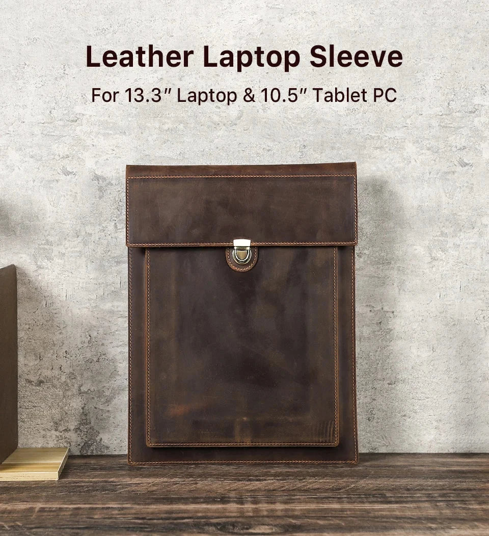Genuine Leather Laptop Case For Macbook Pro Air 13 14 15 16 Inch Sleeve Case For iPad 10.5 11 12.9 Inch Notebook Cover Carry Bag 99 in 1