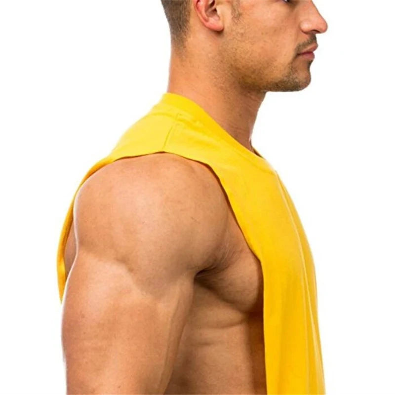Gym Clothing Men Sides Cut Off T-shirts Dropped Armholes Tank Tops Workout Fitness Sleeveless Vest Outdoor Jogging Undershirt 99 in 1