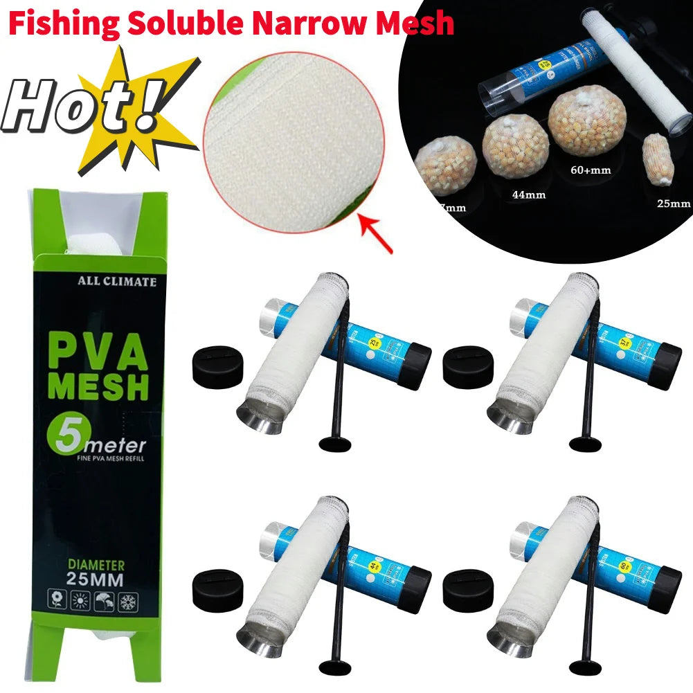 5M Fishing Soluble Narrow Mesh PVA Fishing Protect Fish Net Water Dissolving Narrow Mesh for Carp Lures Fishing Tackle