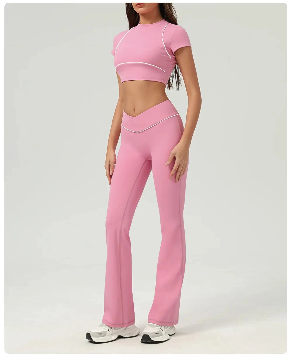 Yoga Top Sport T Shirts Women Fitness Clothes Workout Short-sleeved Crop Top Gym Running Active Wear Push Up Sport Top 99 in 1