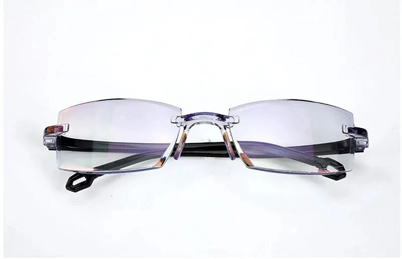 2 Pair New Men Women Rimless Reading Glasses Anti Blue Light Bifocal Far Near Magnification Eyewear Presbyopic Glasses +150 +200 99 in 1