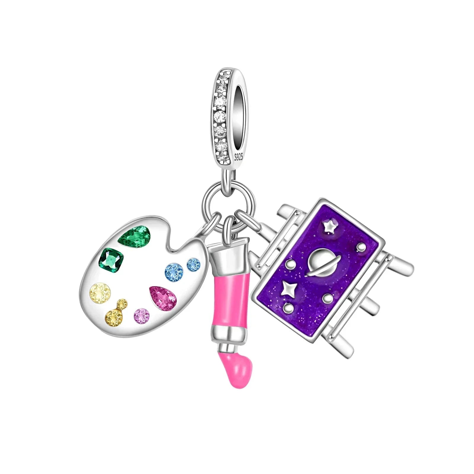 Back To School 925 Sterling Silver Charms Bag Earphone Magic Cube Watch Games Console Bead Pendant Fit Bracelet Necklace Jewelry 99 in 1