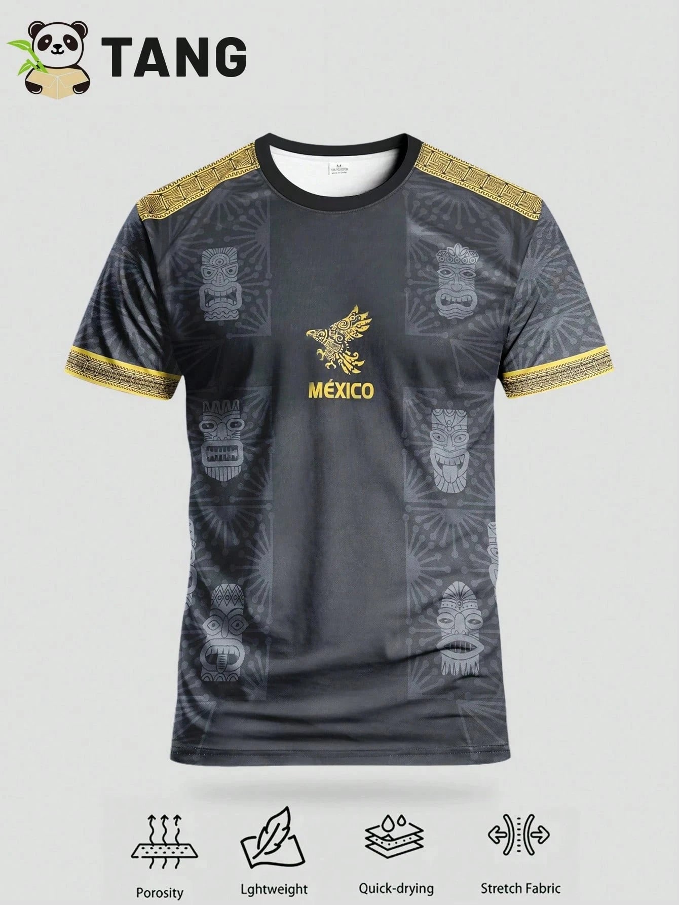 Men'S Mexican Soccer Jersey - Black with Eagle & Skull Design Comfortable for Training & Casual Wear Soccer Jerse 99 in 1