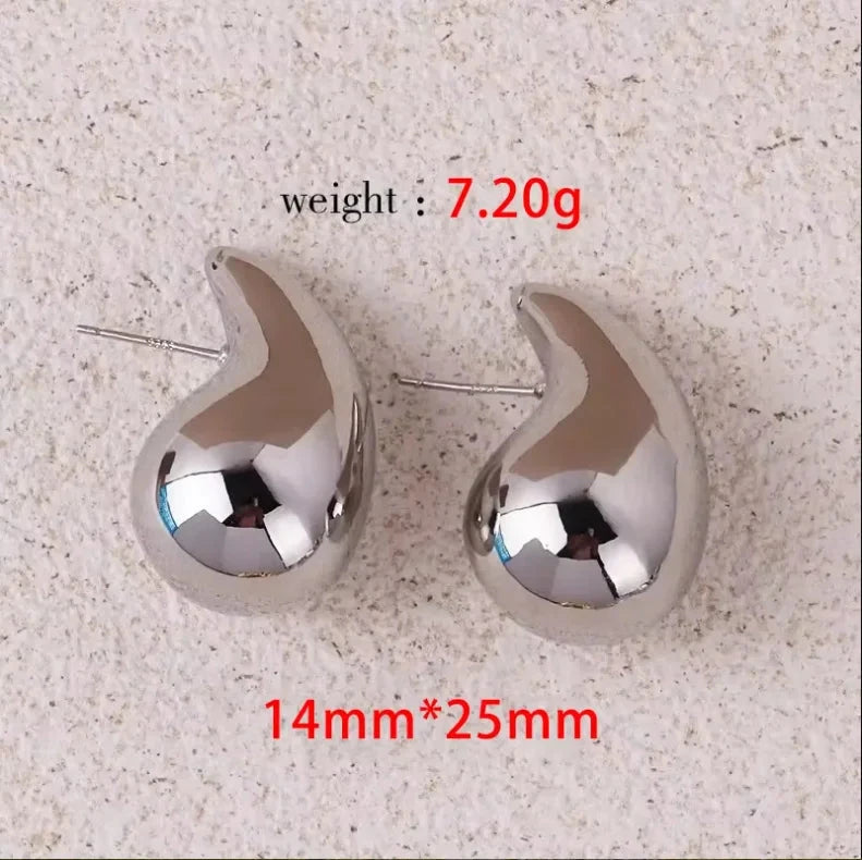 Gold Color Water Drop Earring Stud Simple Design Ins Women Post Earrings 3 Size Available Silver Color Big Surface Girls Jewelry 99 in 1