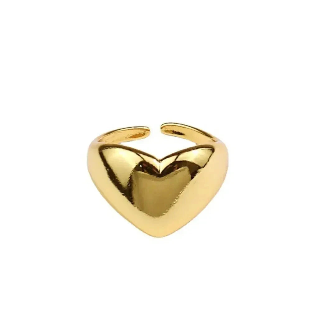 Simple Smooth Metal Heart Ring for Women Men  Trendy Elegant Party Jewelry Gifts 99 in 1