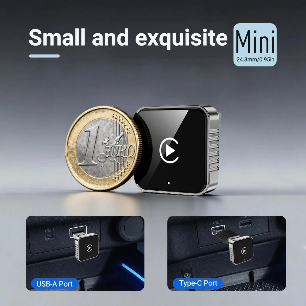 New Super Mini Carplay AI Box Wired to Wireless CarPlay/Android Auto 2in1 Box 5GHz WiFi5 for 99% Original Wired CarPlay/Auto Car 99 in 1