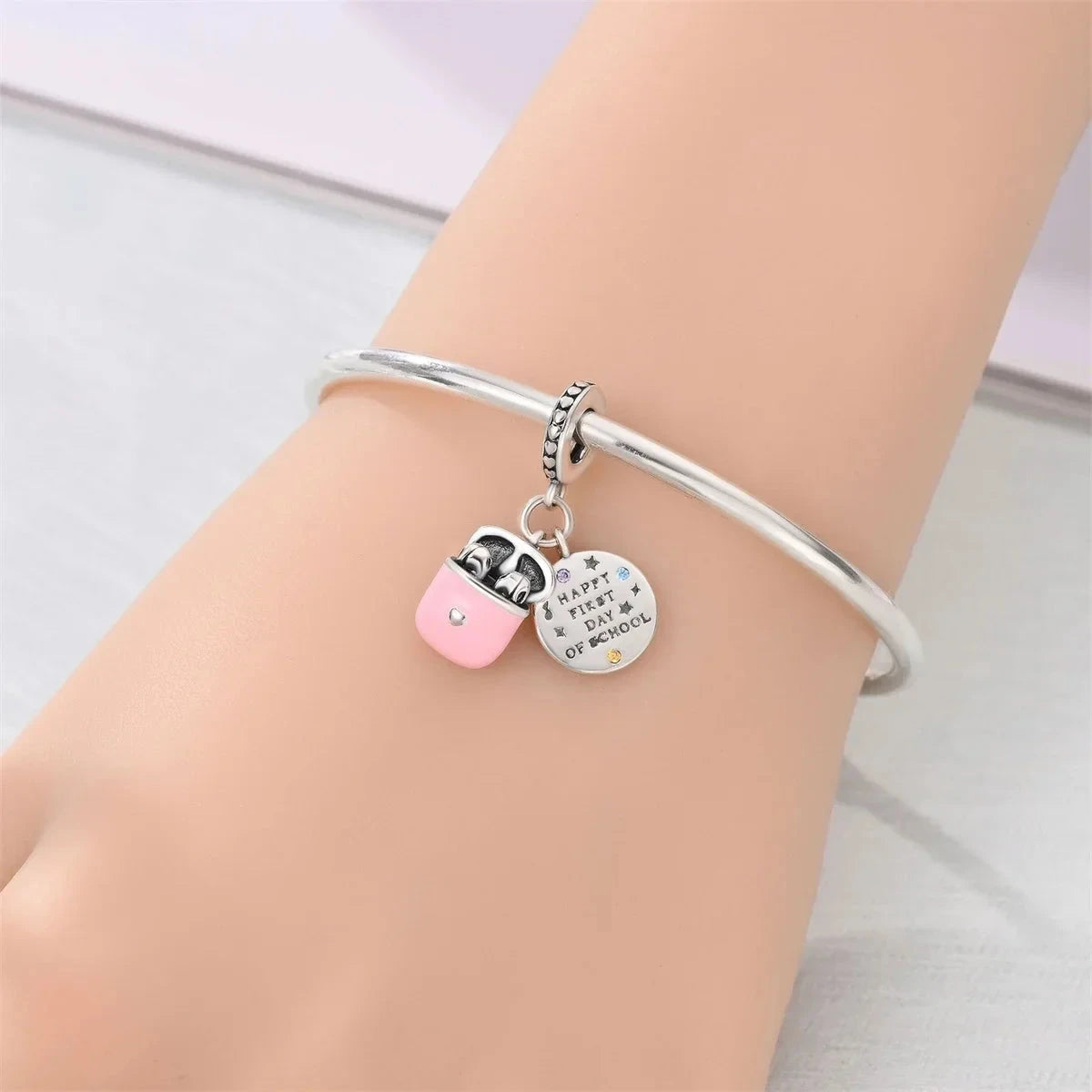 Back To School 925 Sterling Silver Charms Bag Earphone Magic Cube Watch Games Console Bead Pendant Fit Bracelet Necklace Jewelry 99 in 1