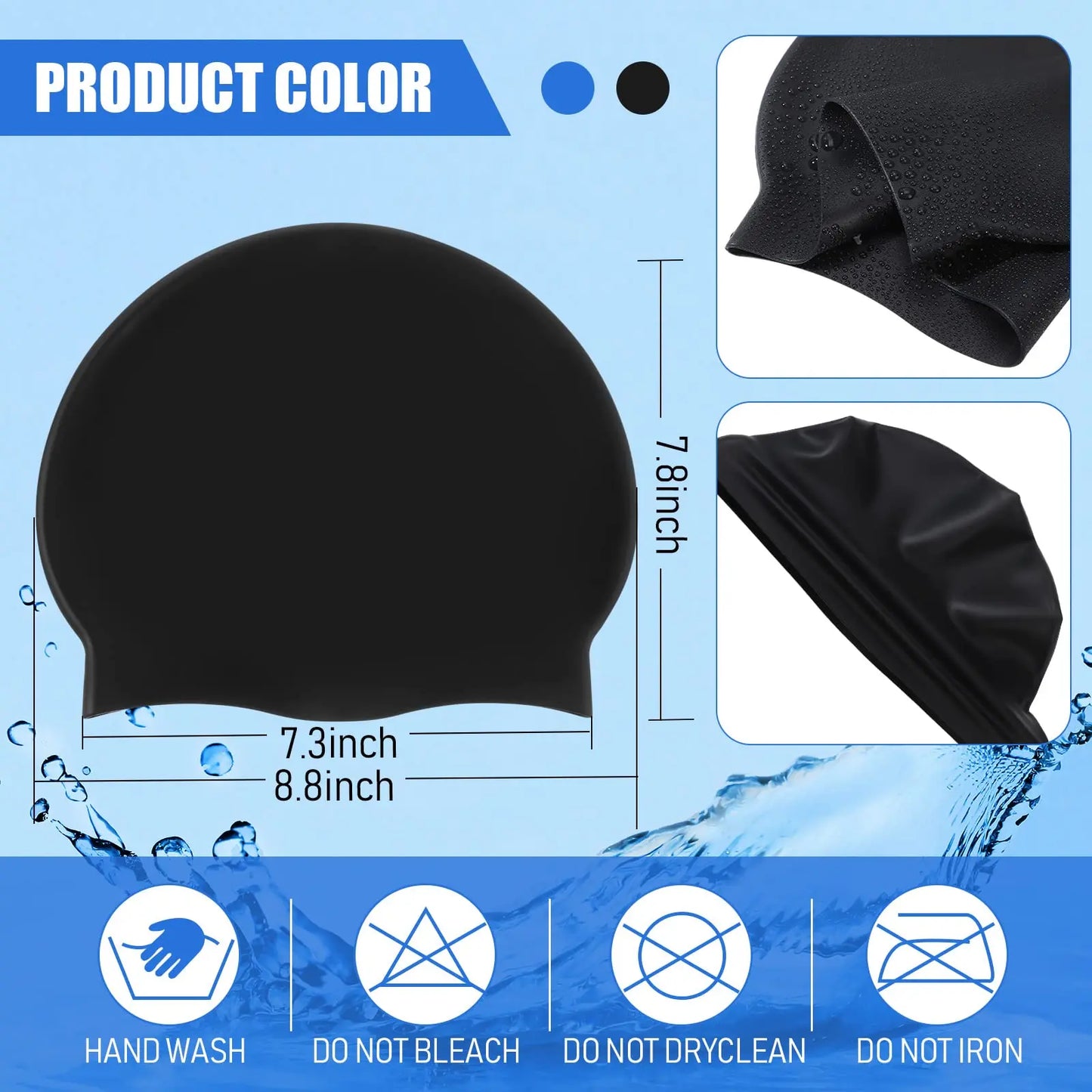 High Quality Silicone Swimming Cap for Adults Men Women Children Large Waterproof Ear Protector With No Wut Head Long Hair
