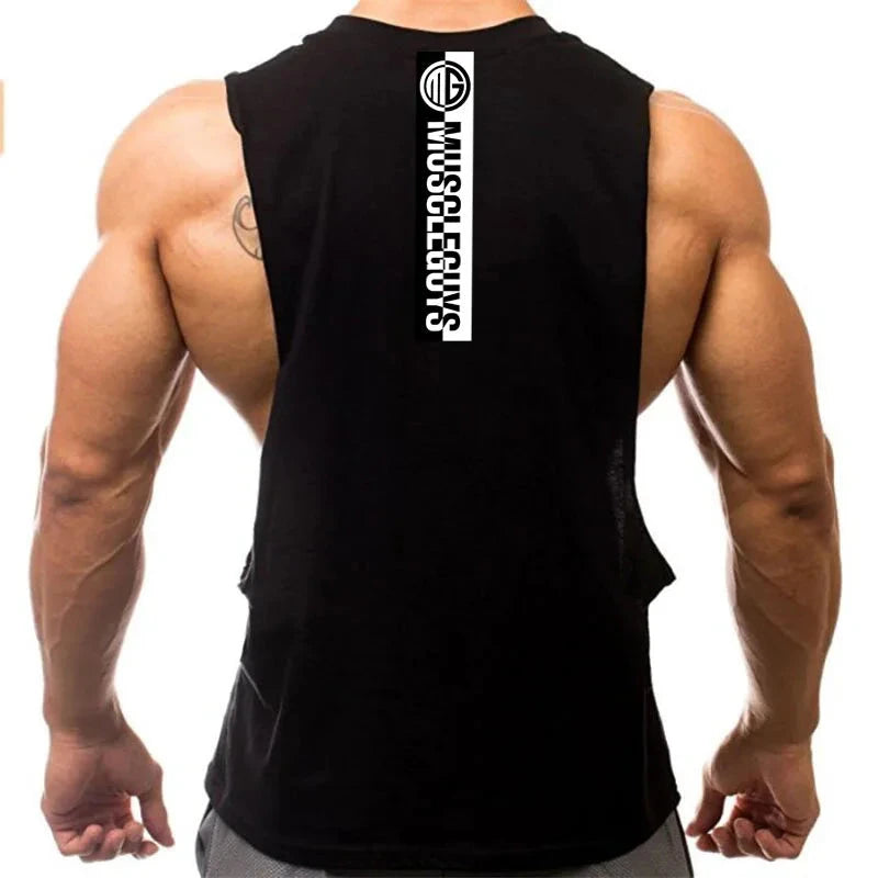 Gym Fitness Workout Running Tank Tops Summer Casual Cotton Breathable Sleeveless Vests Mens Bodybuilding Muscle Sport T-shirts 99 in 1