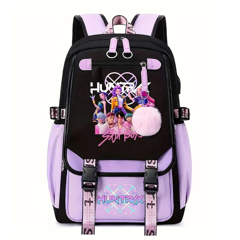 Demone Hunter Backpack for Kid Girl Back School Gift School Bag Y2K Cute Anime Print Woman Travel Casual Large Capacity Rucksack 99 in 1