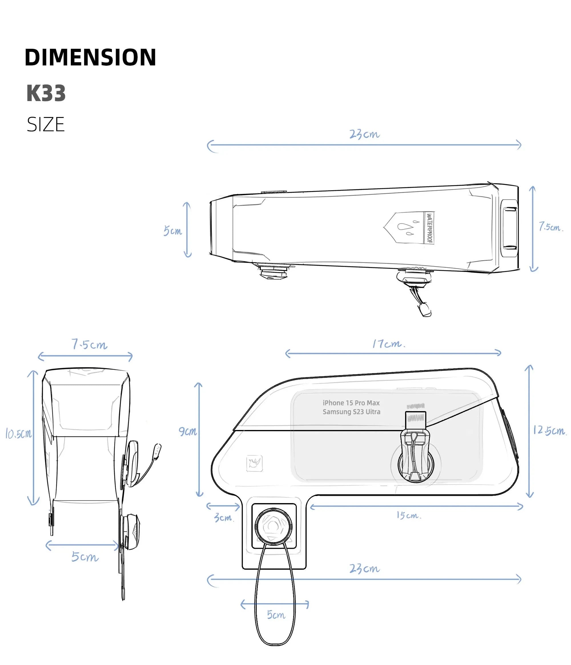 Rhinowalk-Waterproof Top Tube Bag, Bicycle Front Frame Bag, Seamless Welding Process, Suitable for Mountain Bike, Road Bike 99 in 1